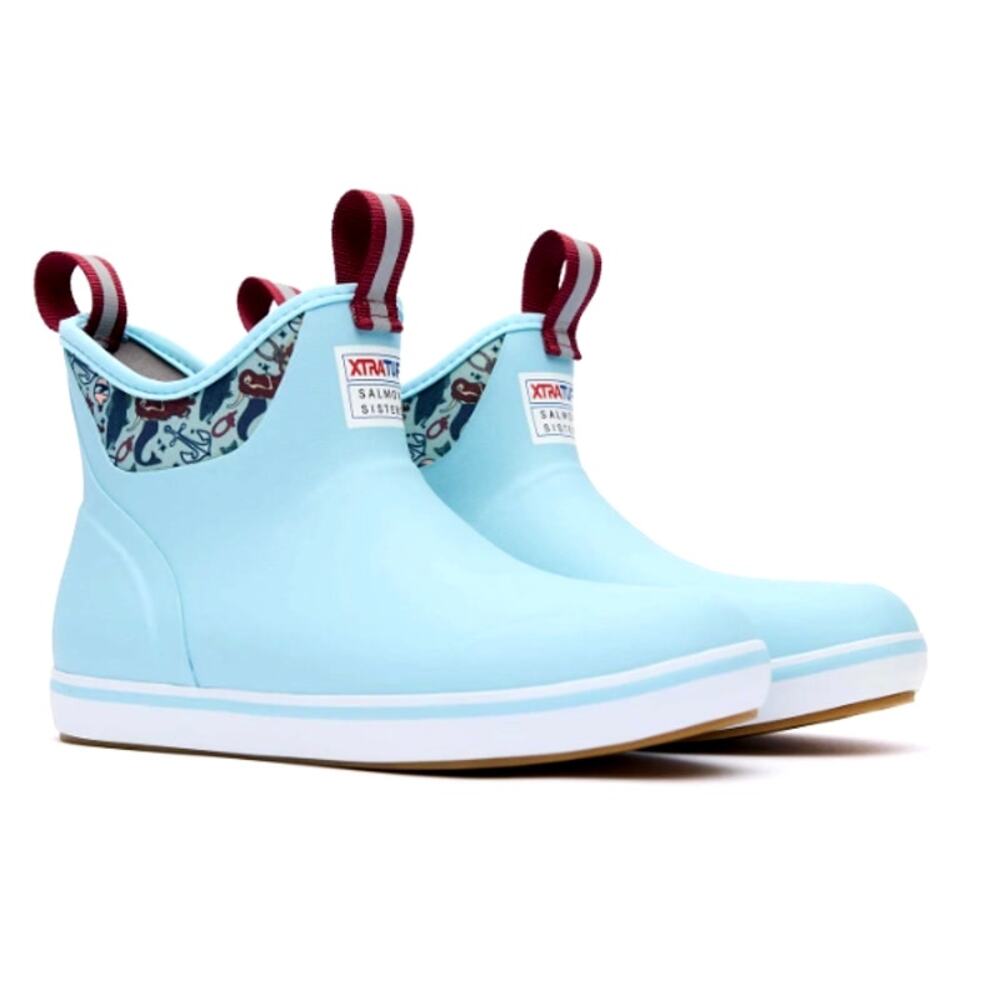 Xtratuf Women's Blue 6" Salmon Sisters Ankle Deck Boots Size 8M